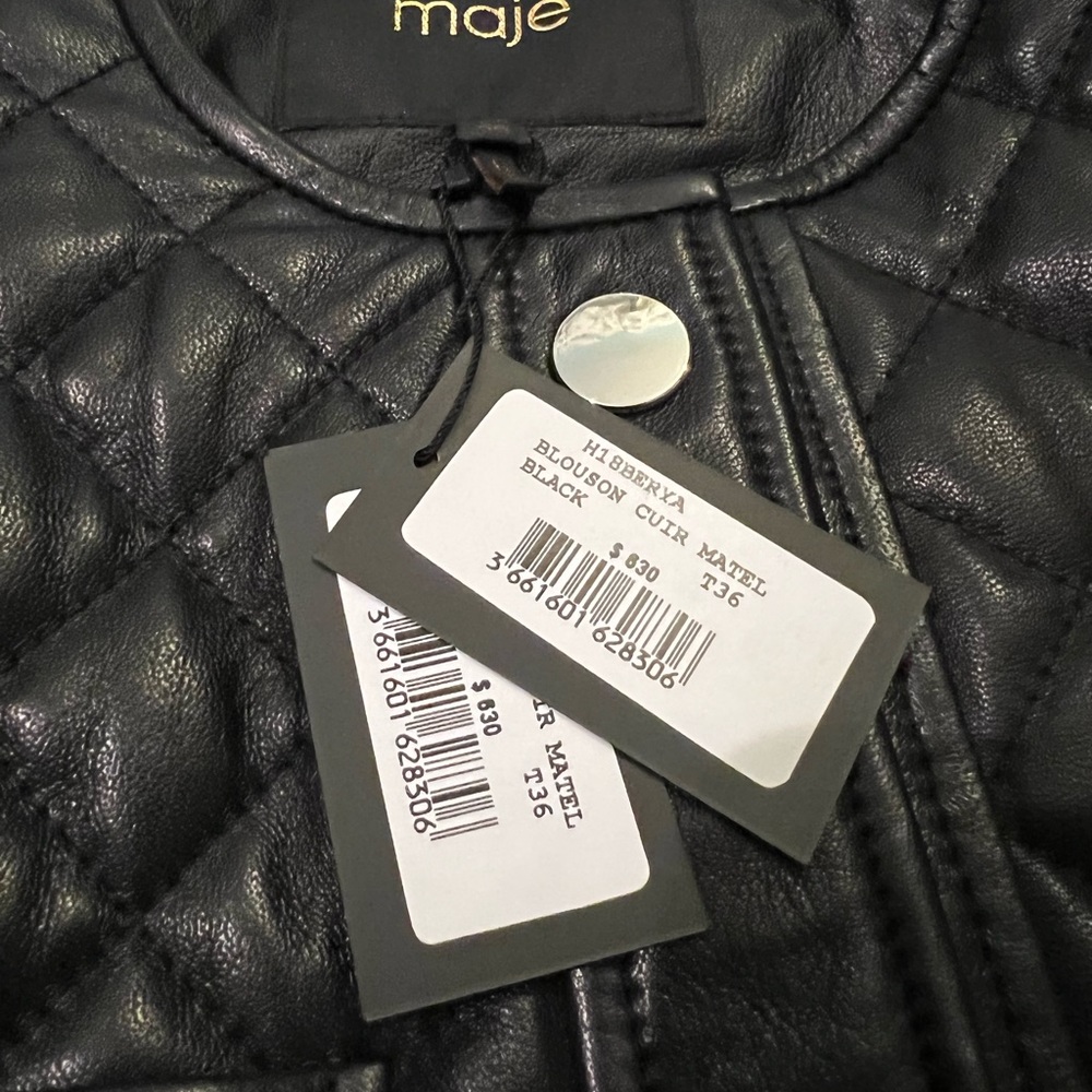 NWT Maje Quilted Leather Jacket - Picture 9 of 10